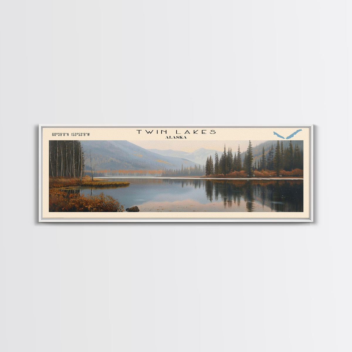 Warden Lake West Virginia Panoramic Wall Art, Framed Canvas Print, Lake House Decor, Travel Poster, Scenic Lake Scene, Living Room Art