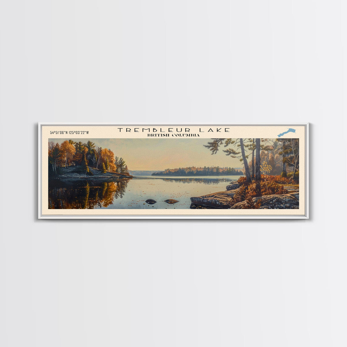 Ualik Lake Panoramic Wall Art, Framed Canvas Print, Lake House Decor, Travel Poster, Beautiful Lake Scene, Home Decor