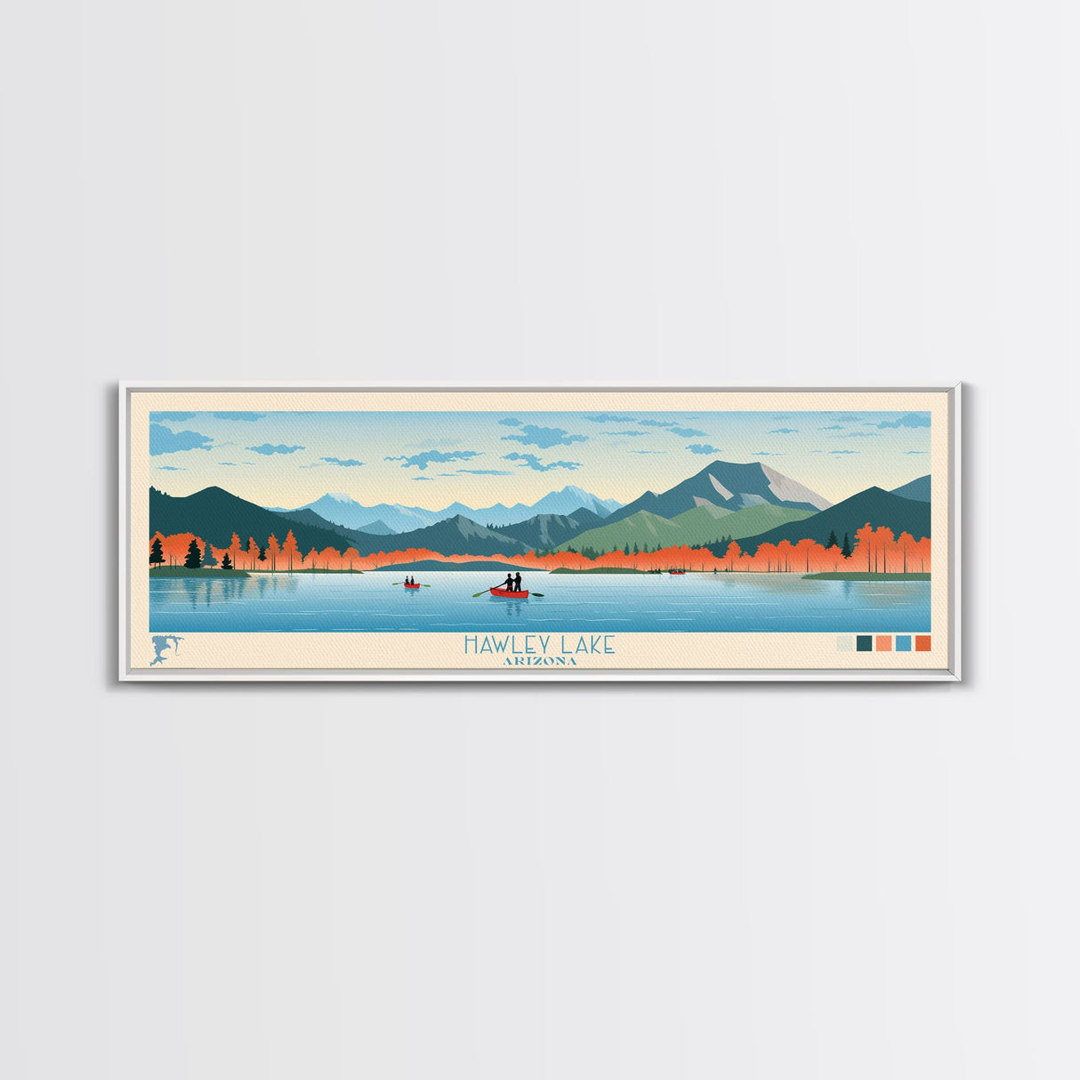 Hawley Lake Arizona Framed Canvas Print, Panoramic Art, Midcentury Modern, Pop Art, Bedroom Decor, Travel Poster, Artistic Decor, Home Decor