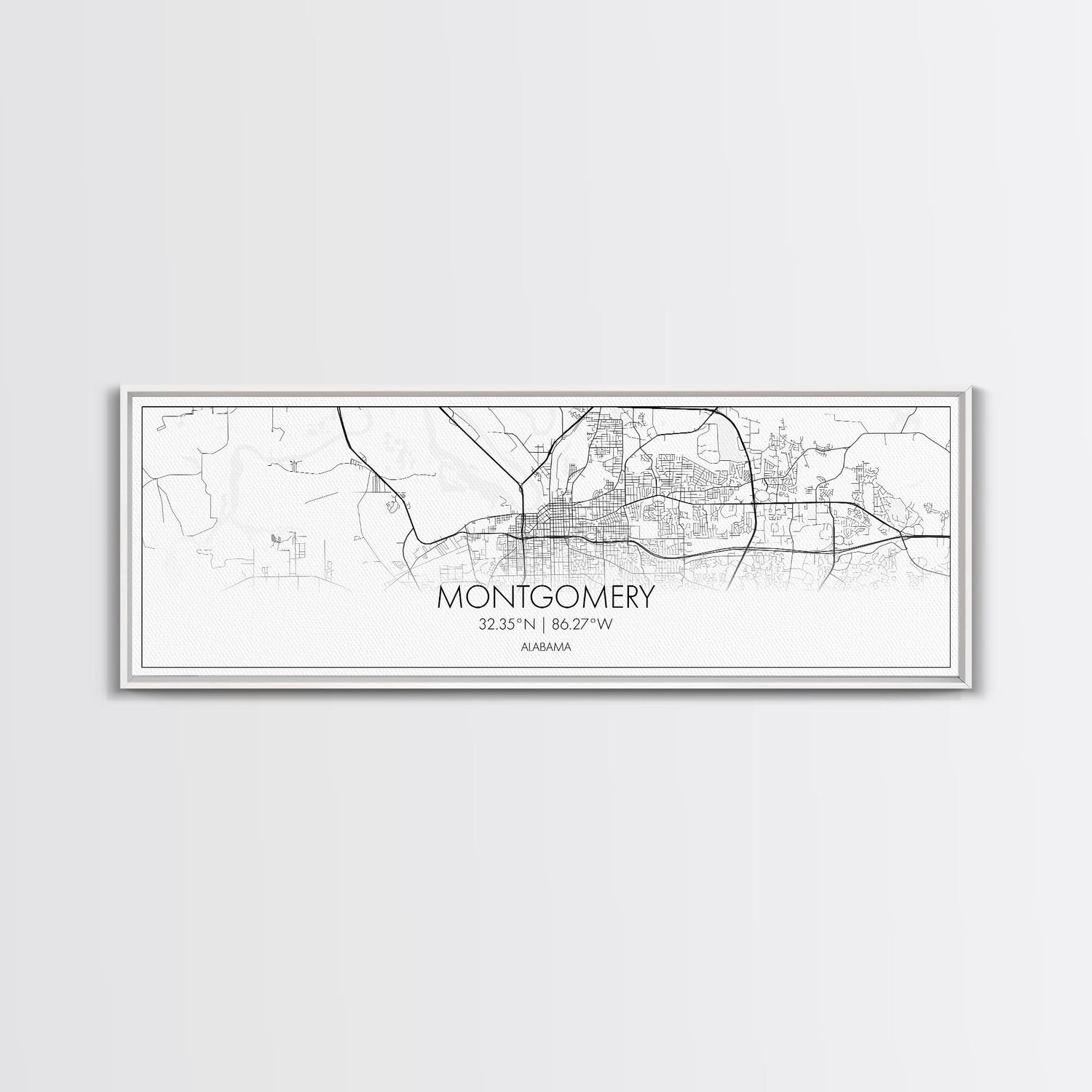 Panoramic Montgomery City Map, Alabama Art, Map Print, Minimalist Wall Art, Canvas Art, Housewarming Gift, Street Map Art, Closing Gift