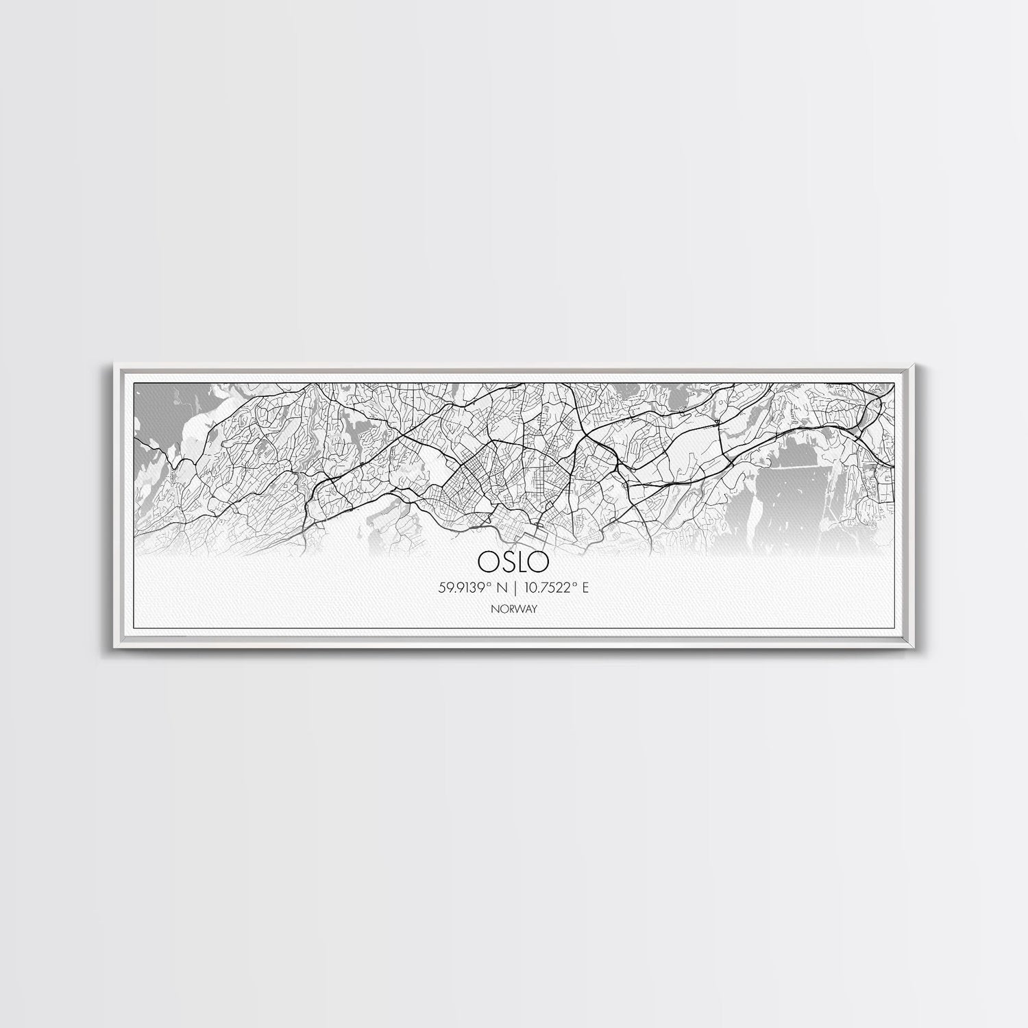 Panoramic Oslo City Map, Norway Art, Map Print, Minimalist Wall Art, Canvas Art, Housewarming Gift, Street Map Art, Closing Gift