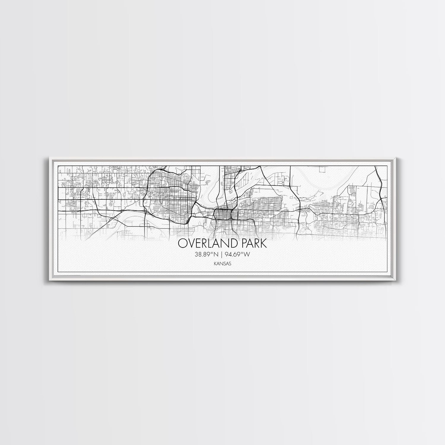 Panoramic Overland Park City Map, Kansas Art, Map Print, Minimalist Wall Art, Canvas Art, Housewarming Gift, Street Map Art, Closing Gift