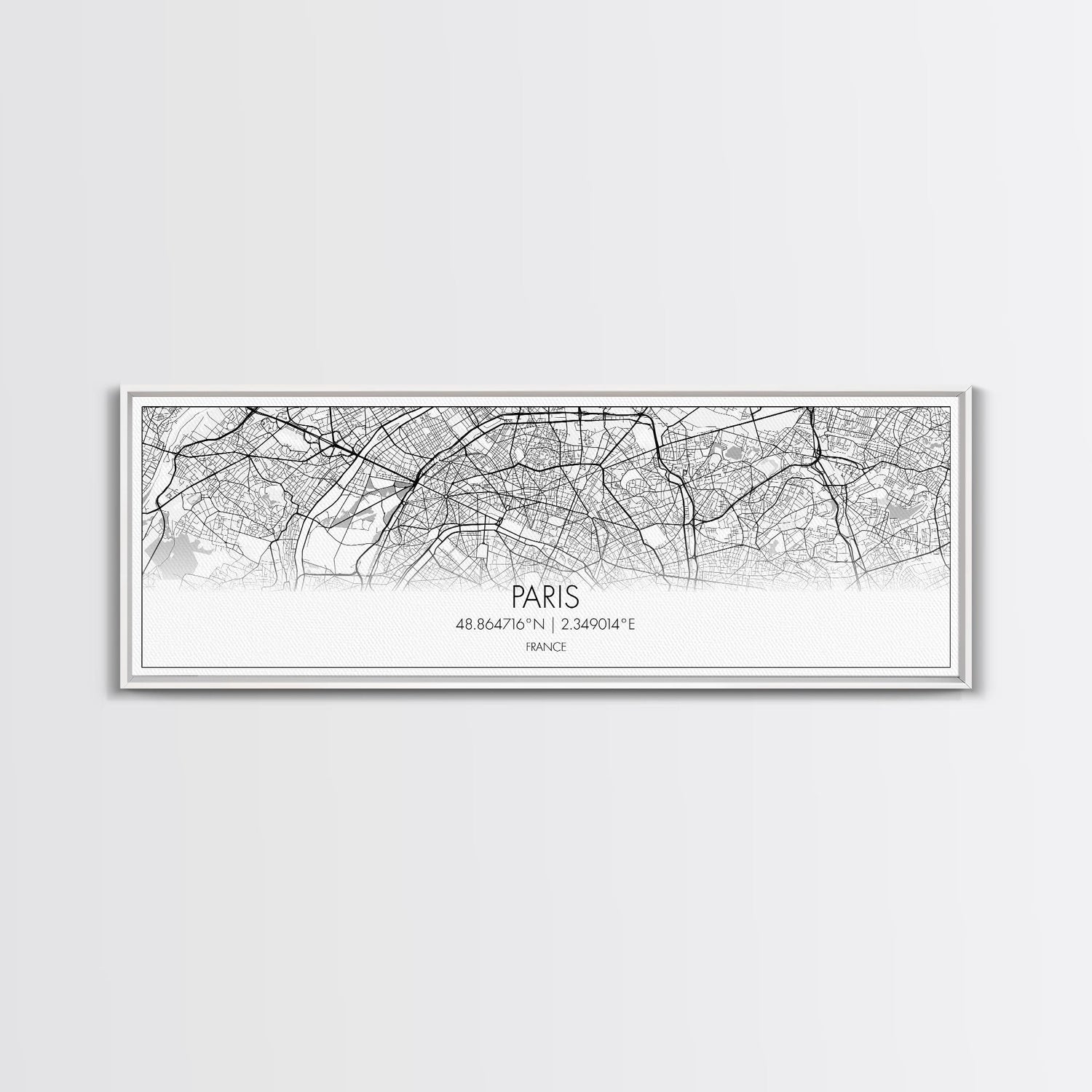 Panoramic Paris City Map, France Art, Map Print, Minimalist Wall Art, Canvas Art, Housewarming Gift, Street Map Art, Closing Gift