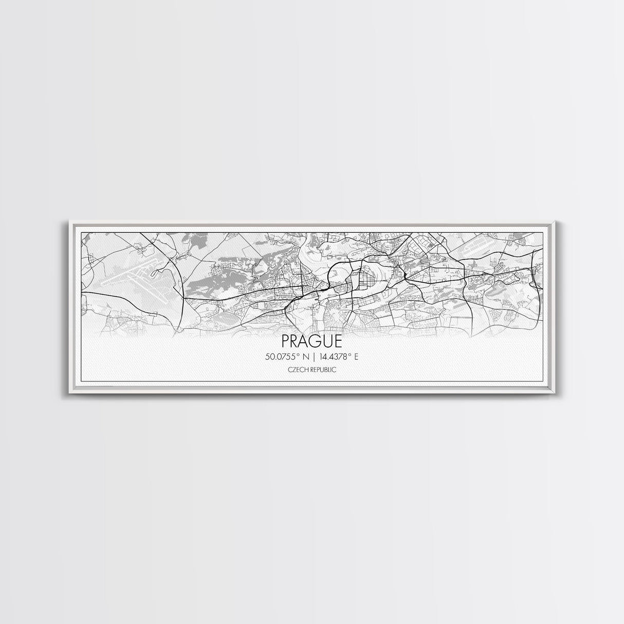 Panoramic Prague City Map, Czech Republic Art, Map Print, Minimalist Wall Art, Canvas Art, Housewarming Gift, Street Map Art, Closing Gift