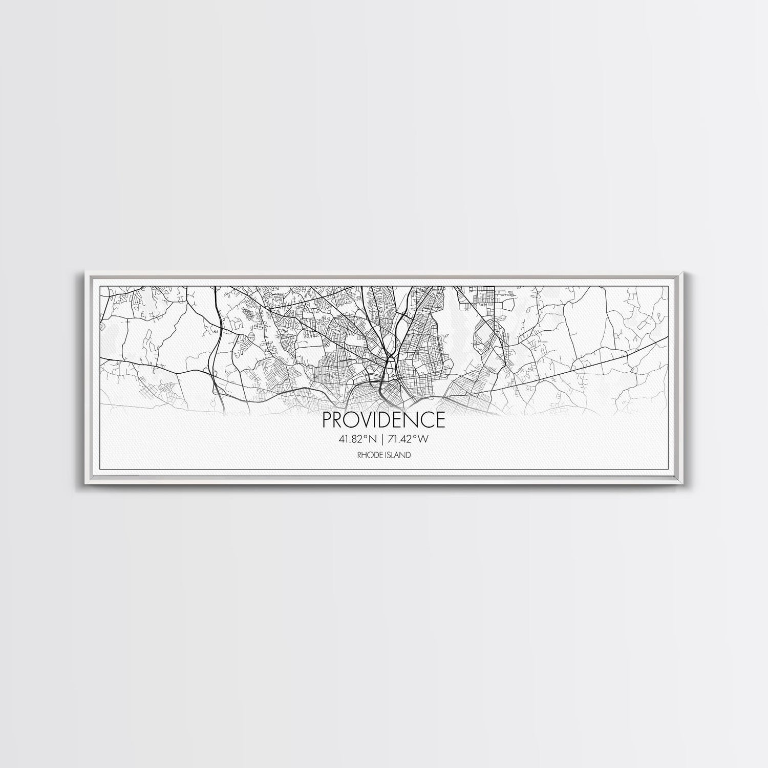 Panoramic Providence City Map, Rhode Island Art, Map Print, Minimalist Wall Art, Canvas Art, Housewarming Gift, Street Map Art, Closing Gift
