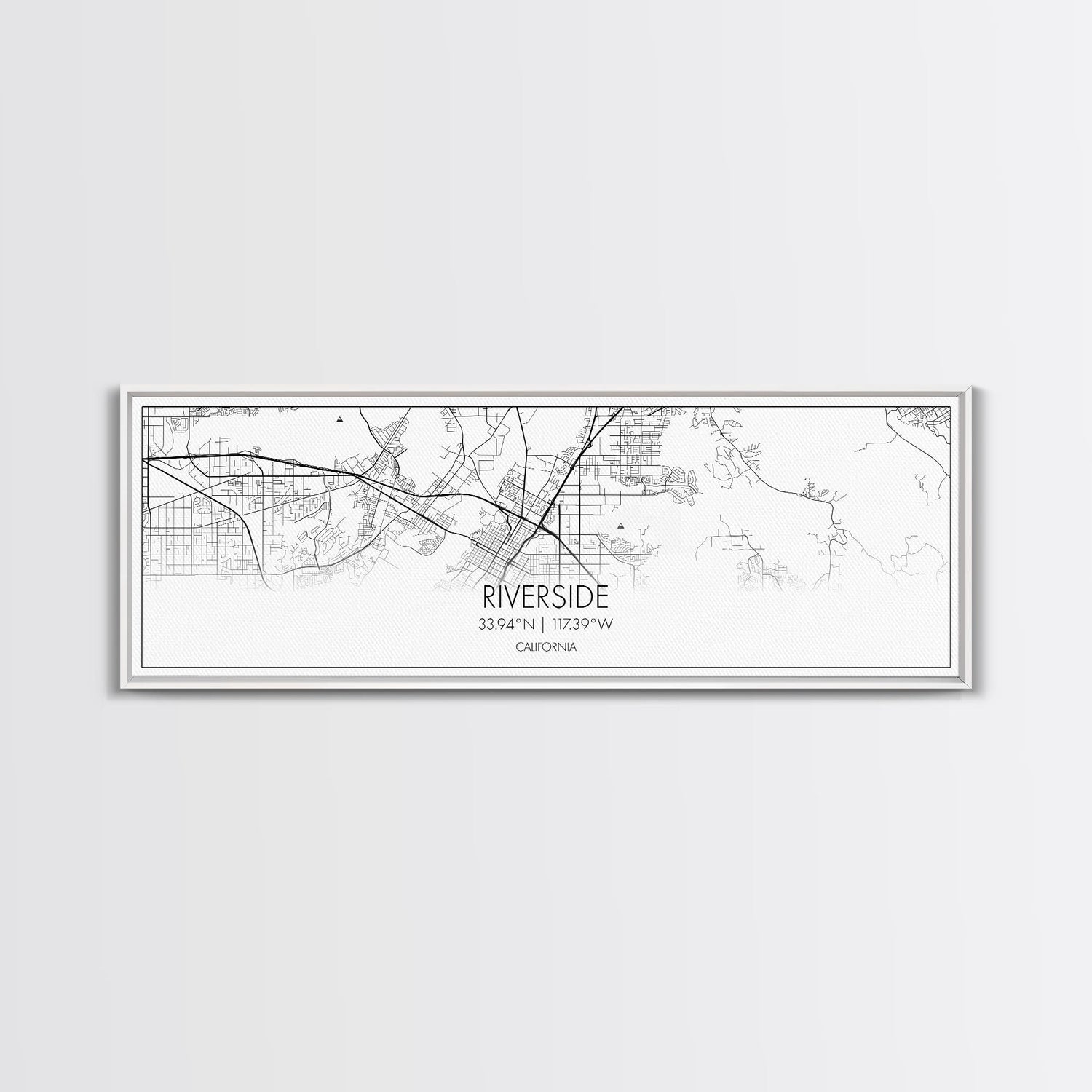 Panoramic Riverside City Map, California Art, Map Print, Minimalist Wall Art, Canvas Art, Housewarming Gift, Street Map Art, Closing Gift