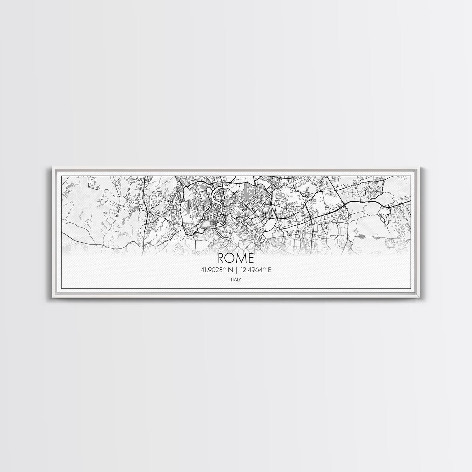 Panoramic Rome City Map, Italy Art, Map Print, Minimalist Wall Art, Canvas Art, Housewarming Gift, Street Map Art, Closing Gift
