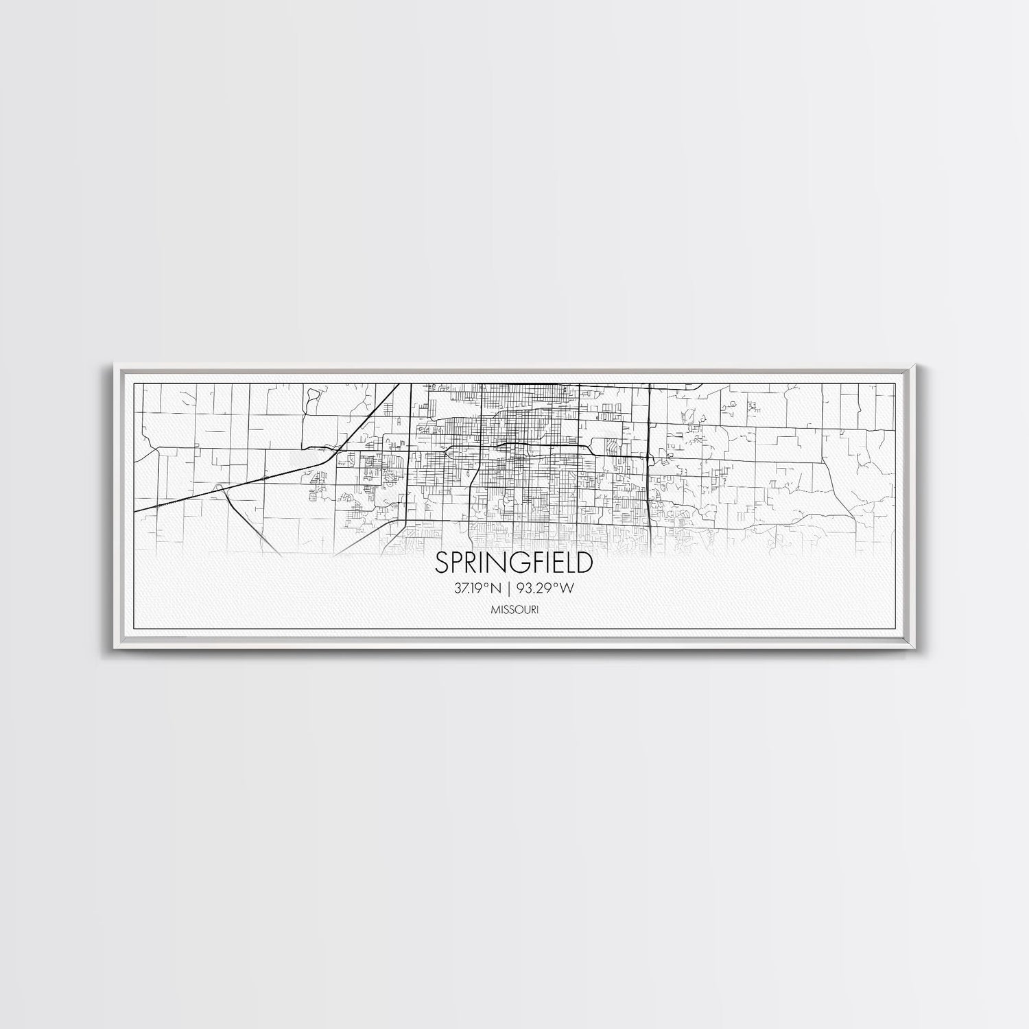 Panoramic Springfield City Map, Missouri Art, Map Print, Minimalist Wall Art, Canvas Art, Housewarming Gift, Street Map Art, Closing Gift