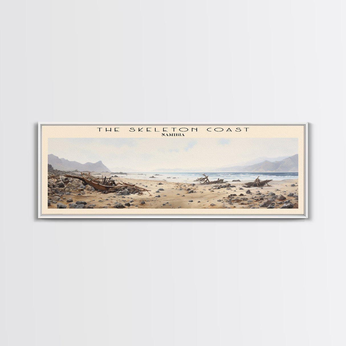 The Skeleton Coast Travel Poster Print, Framed Canvas Print, COUNTRY Travel Art, Wood Framed Art, Wall Hanging, Home Decor