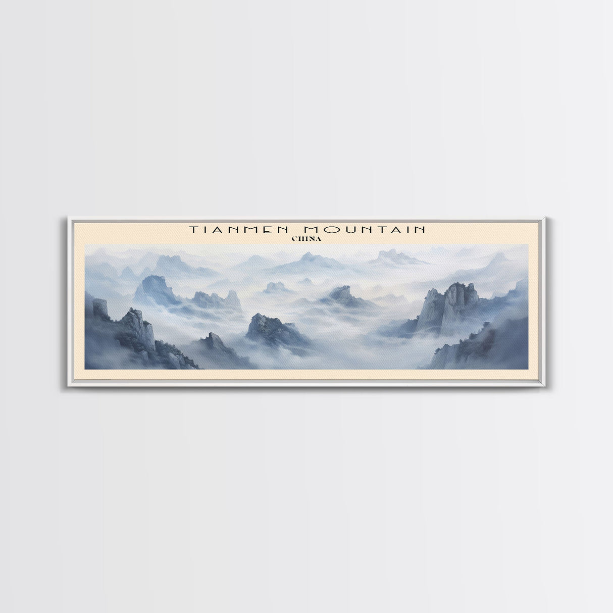 Tianmen Mountain Travel Poster Print, Framed Canvas Print, COUNTRY Travel Art, Wood Framed Art, Wall Hanging, Home Decor