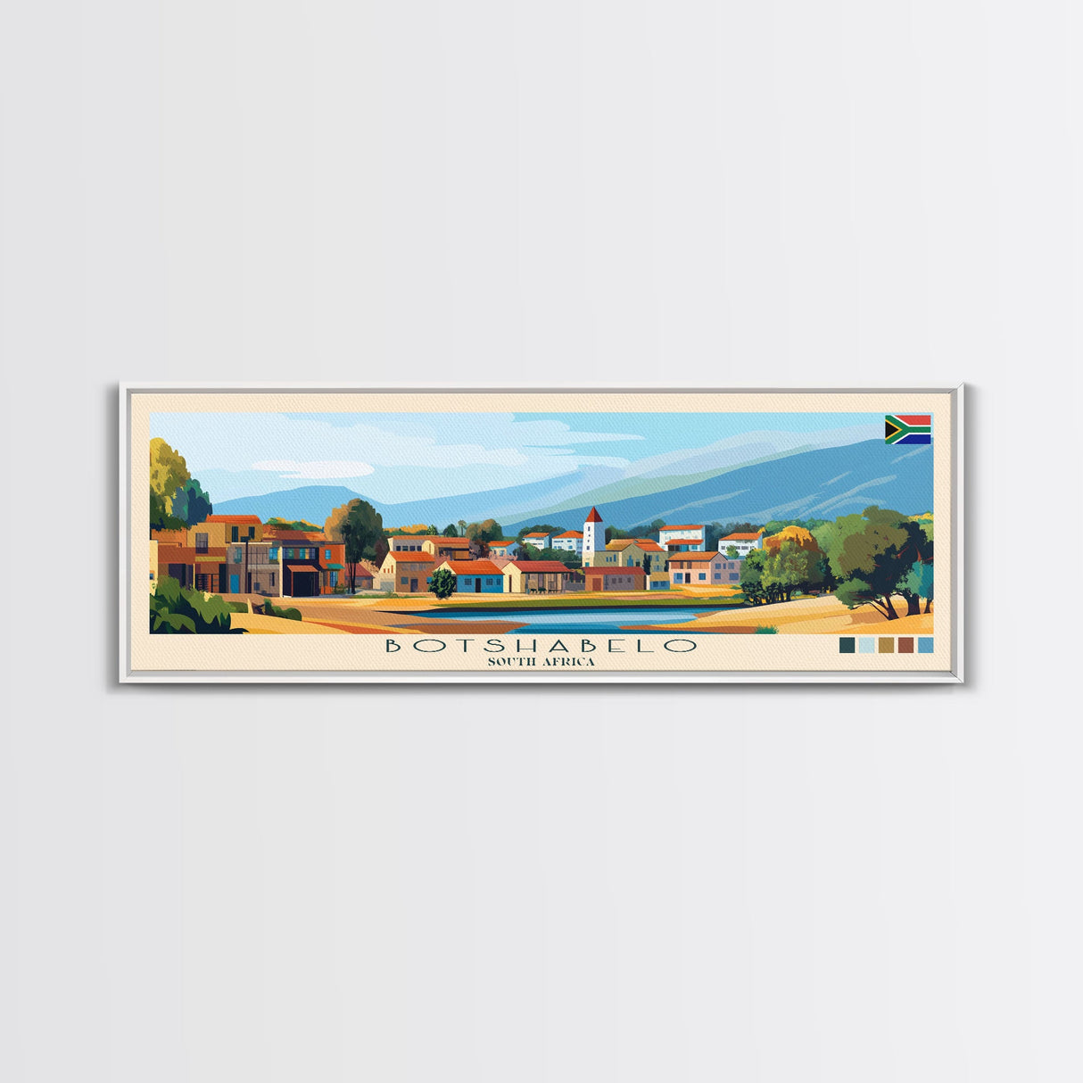 Botshabelo, South Africa Travel Poster Panoramic Canvas Print, Botshabelo, South Africa Painting, South Africa Art, Botshabelo Travel Art, Guest Room Painting
