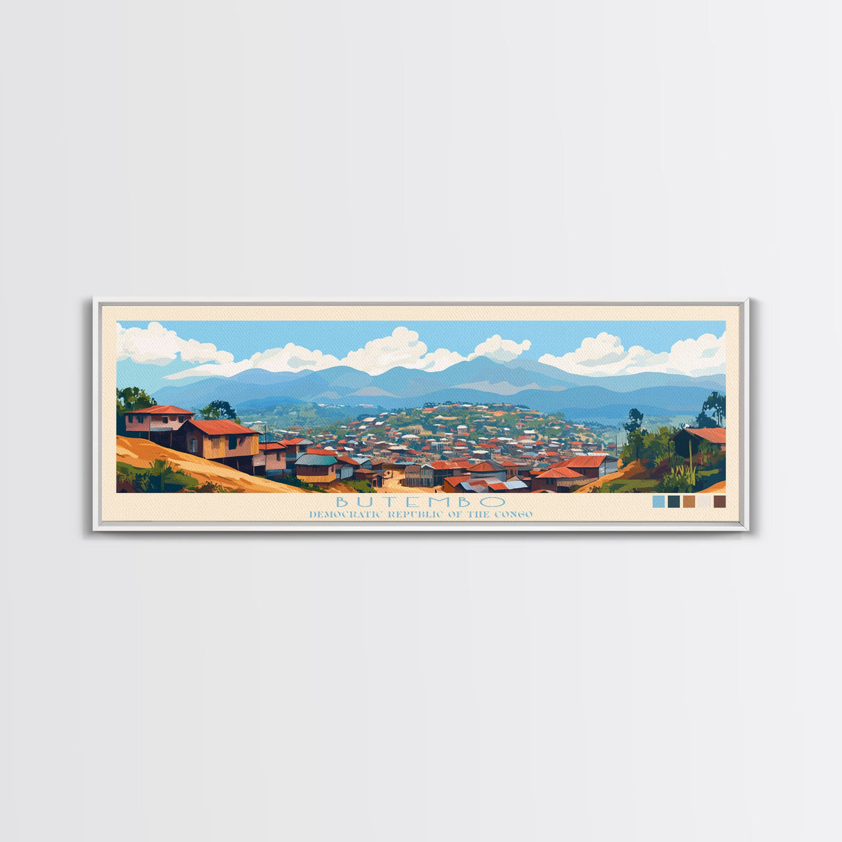 Butembo, Congo Panoramic Travel Poster Canvas Print, Butembo, Congo Painting, Congo Art, Butembo Panoramic Travel Art, Travel Painting
