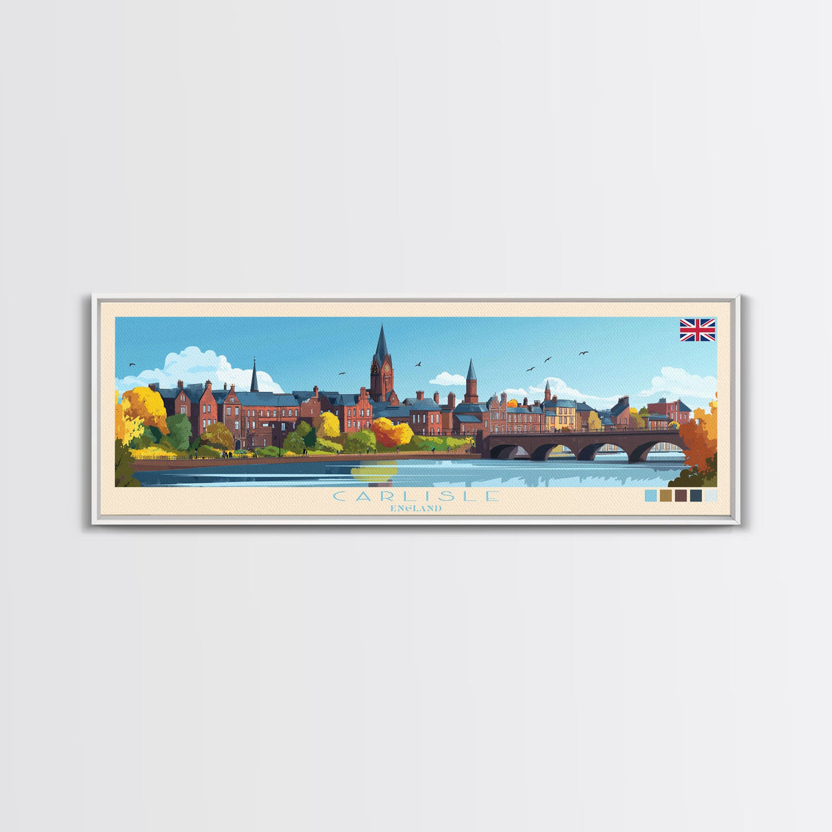 Carlisle, England Travel Poster Panoramic Canvas Print, Carlisle, England Painting, England Art, Carlisle Travel Art, Guest Room Painting