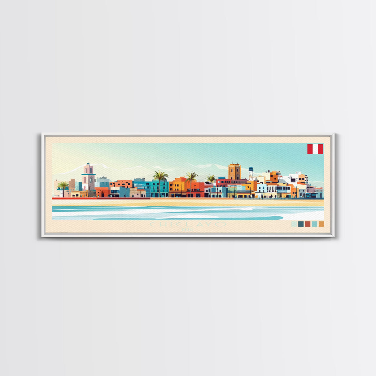 Chiclayo, Peru Panoramic Travel Poster Canvas Print, Chiclayo, Peru Painting, Peru Art, Chiclayo Travel Art, Guest Room Painting