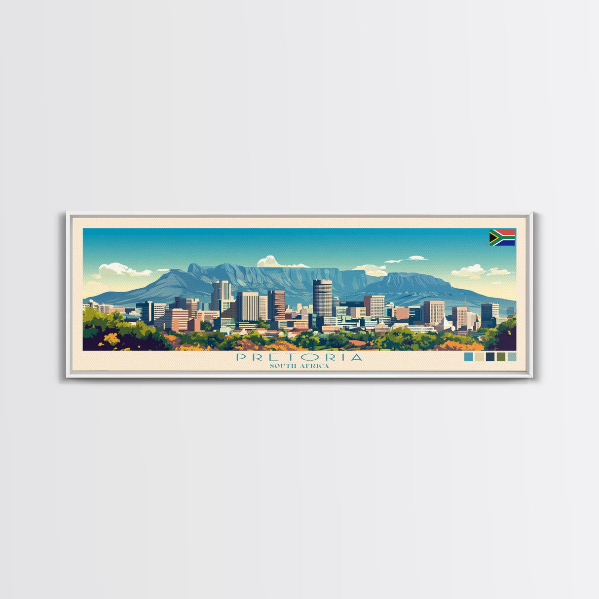 Pretoria, South Africa Panoramic Travel Poster Canvas Print, Pretoria, South Africa Painting, South Africa Art, Pretoria Travel Art, Living Room Painting