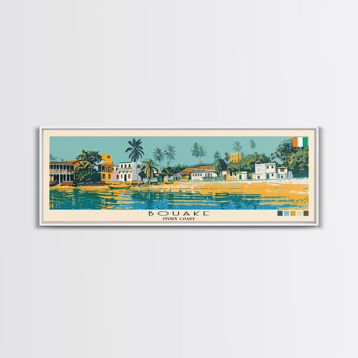 Bouake, Ivory Coast Panoramic Canvas Print, Bouake, Ivory Coast Painting, Ivory Coast Art, Bouake Travel Poster, Travel Art, Guest Room Painting