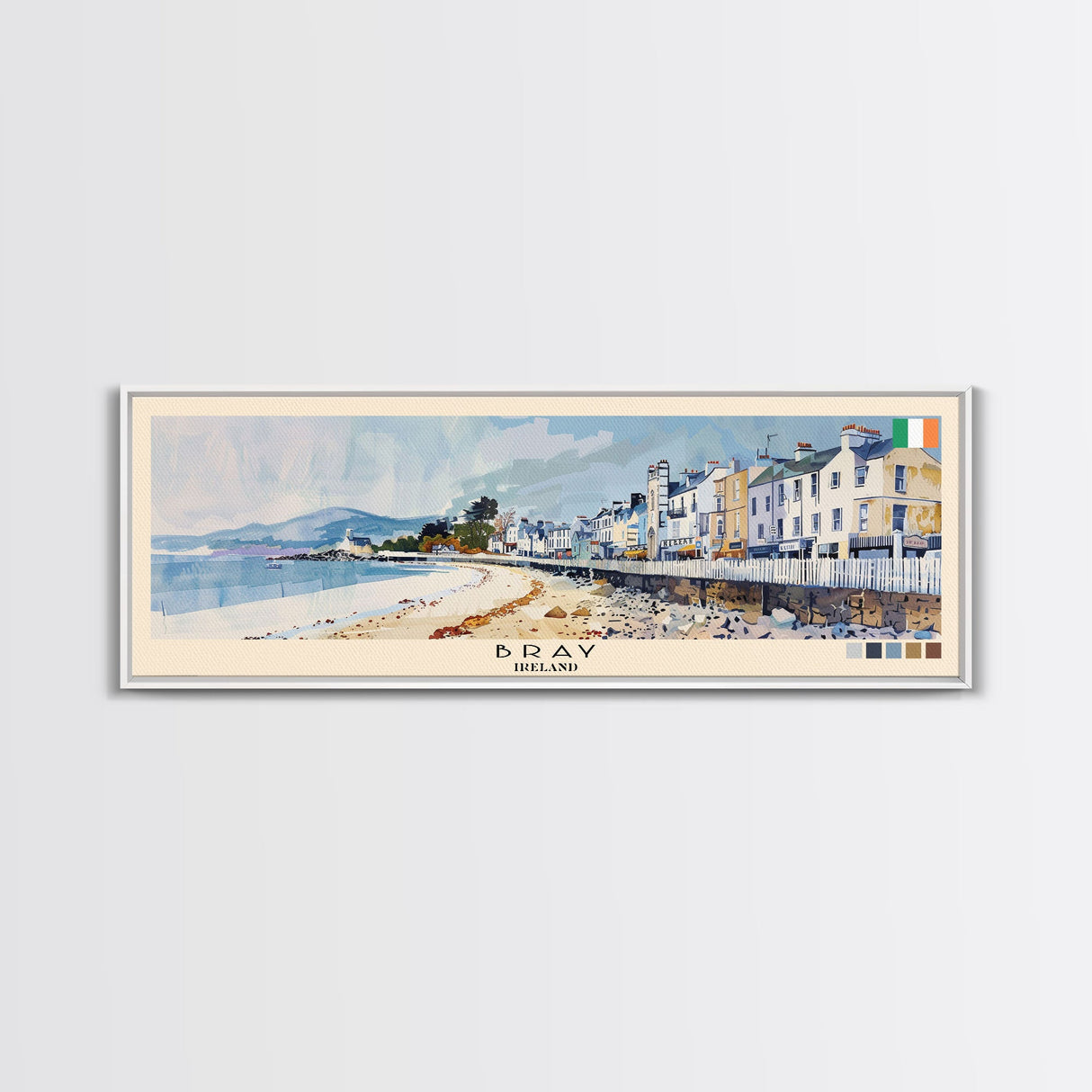 Bray, Ireland Panoramic Canvas Print, Bray, Ireland Painting, Ireland Art, Bray Travel Poster, Travel Art, Guest Room Painting