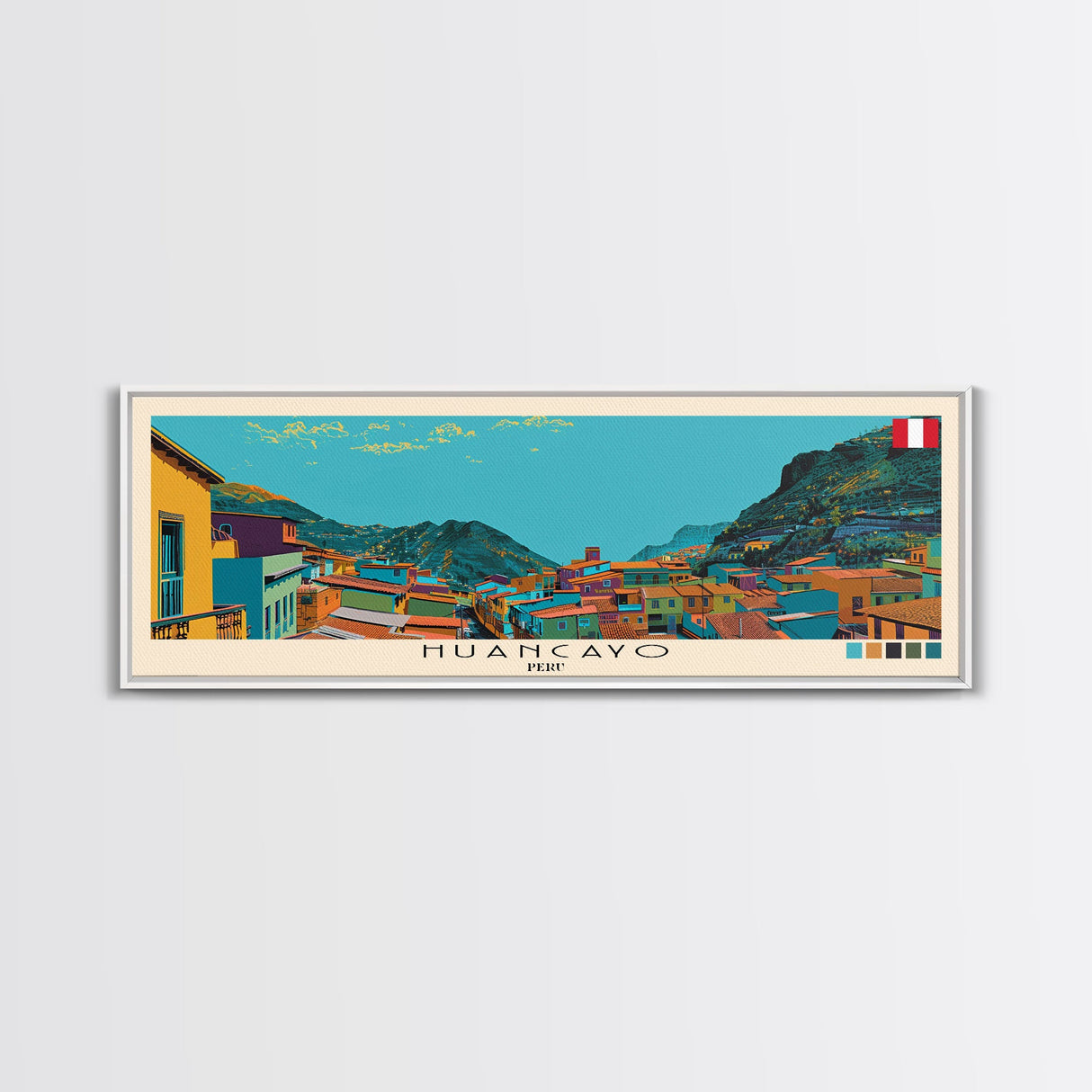 Huancayo, Peru Panoramic Canvas Print, Huancayo, Peru Painting, Peru Art, Huancayo Travel Poster, Travel Art, Living Room Painting