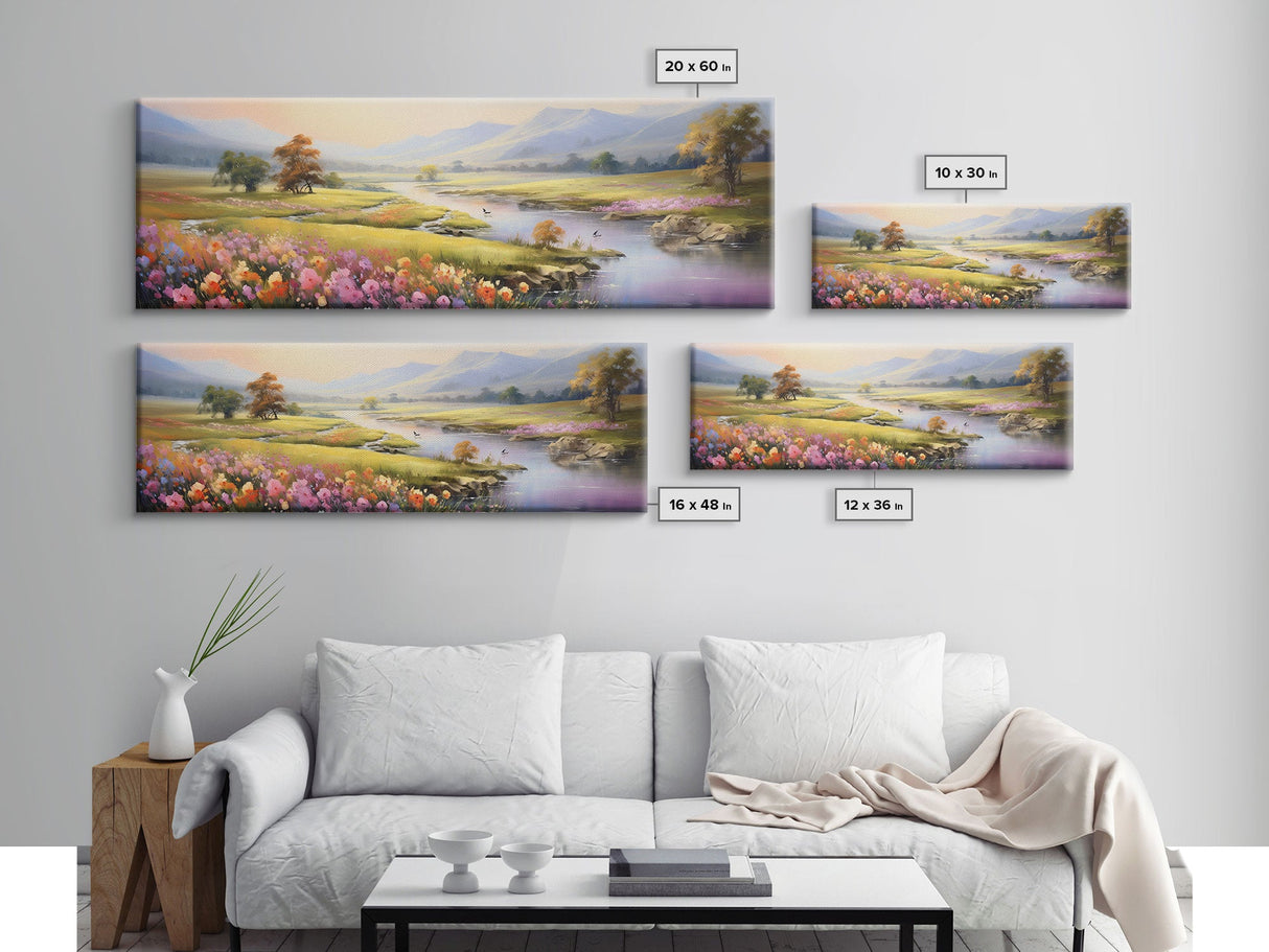 Panoramic Mountain and Forest Canvas Wall Art, Hill and Trees Canvas Wall Decor, Nature and Forest Decoration, Canvas Print Home Decor