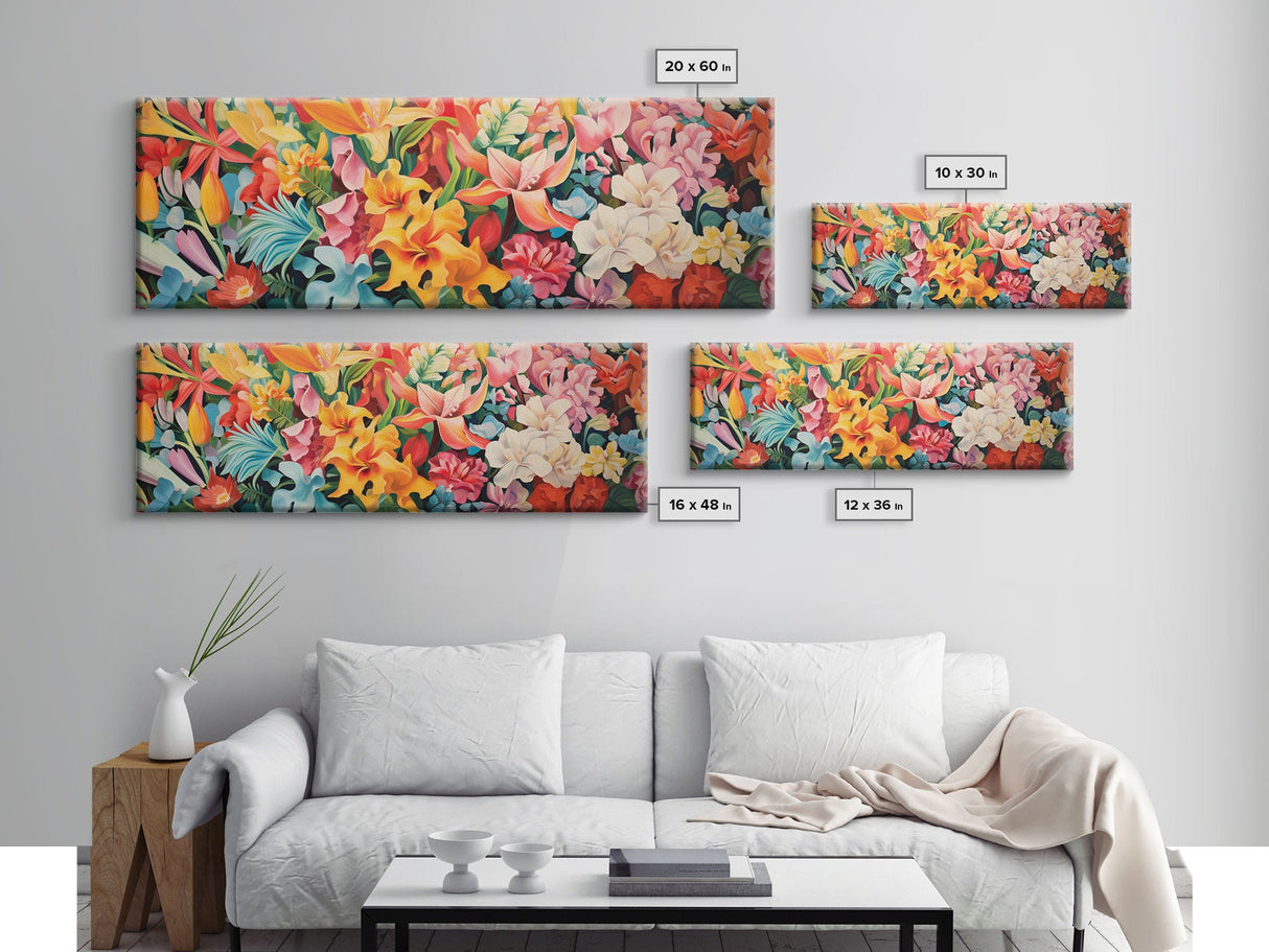 The Samurai, Framed Canvas Print, Panoramic Wall Art, Japanese Warrior Among The Cherry Blossoms, Retro Japanese Watercolor Painting