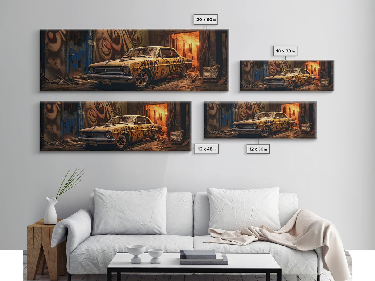 Graffiti Punk Wall Art, Street Art, Framed Canvas Print, Detroit Muscle, Limited Edition, High Quality Art, Game Room Art, Mancave