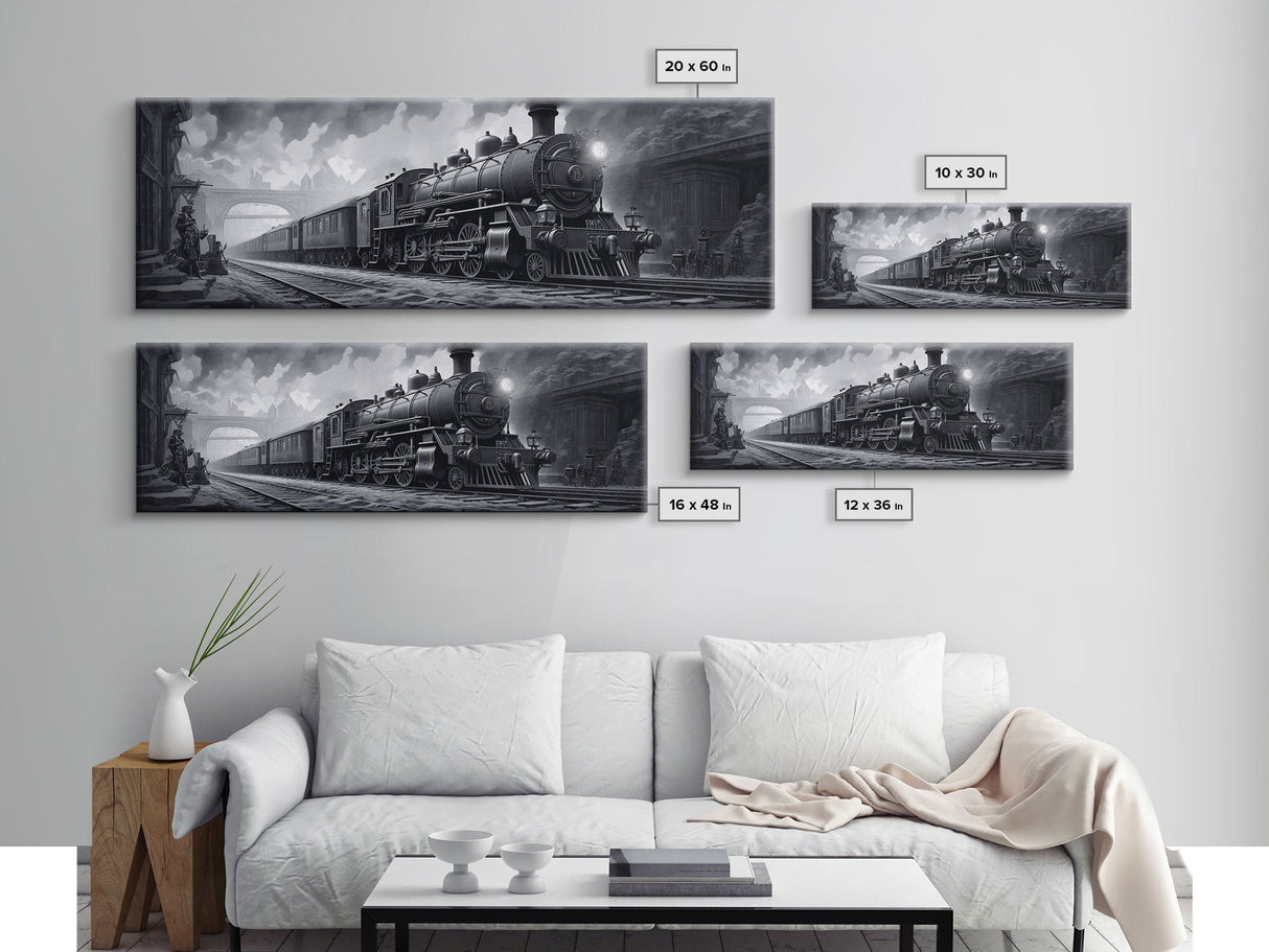 Steam Train Wall Art Framed Canvas Print, Framed Art, Train Decor, Conductor Art, Train Art, Train Gifts