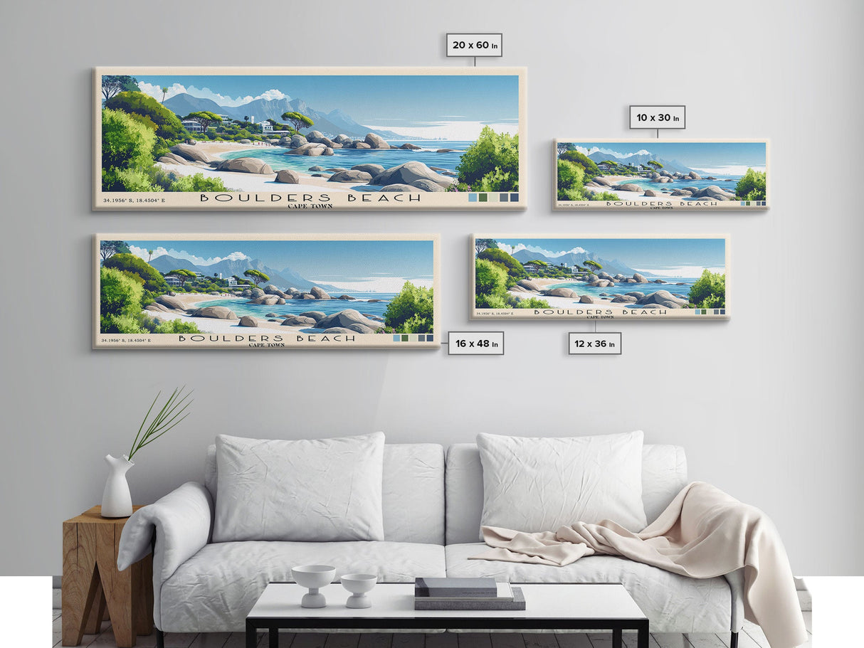 Boulders Beach, Cape Town Panoramic Print, Vacation Gift, Cape Town Wall Art, Vacation Wall Art, Vacatation Memories, Beach Decor, Beach Or Lakehouse Art