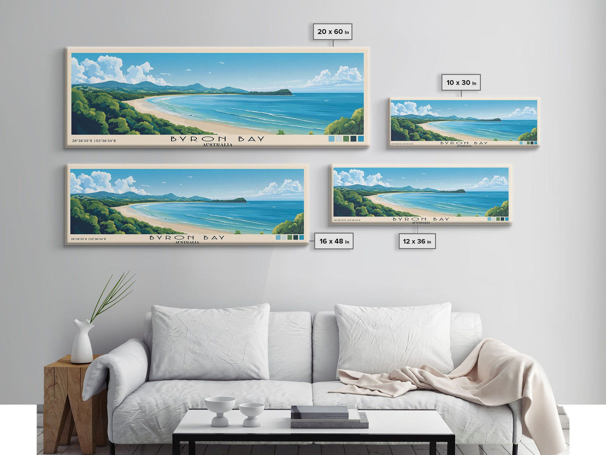 Byron Bay, Australia Panoramic Print, Vacation Gift, Australia Wall Art, Vacation Wall Art, Vacatation Memories, Beach Decor, Beach Or Lakehouse Art