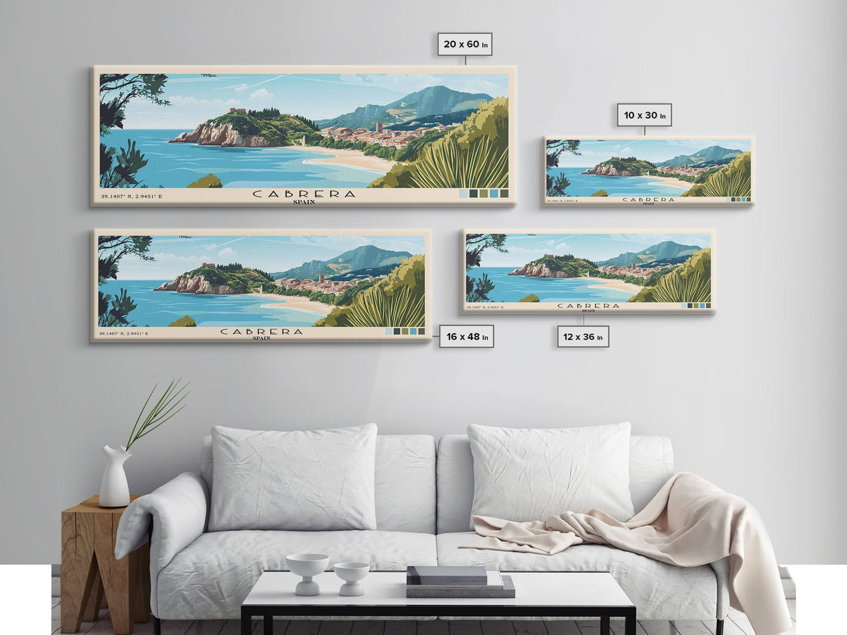 Cabrera, Spain Panoramic Beach Print, Vacation Gift, Spain Wall Art, Beach Painting, Beach Decor, Beach Painting