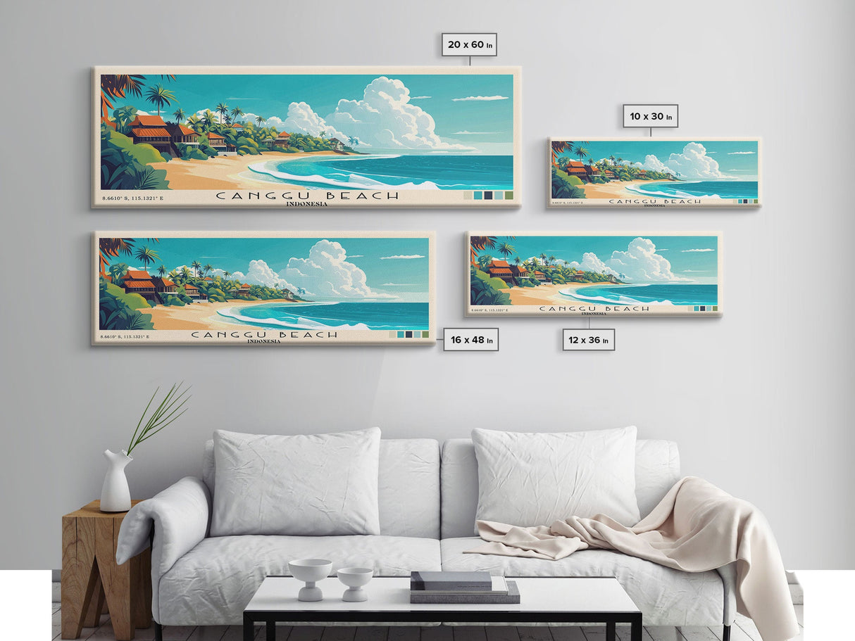 Canggu Beach, Indonesia Panoramic Print, Vacation Gift, Indonesia Wall Art, Beach Painting, Beach Decor, Beach Or Lakehouse Art