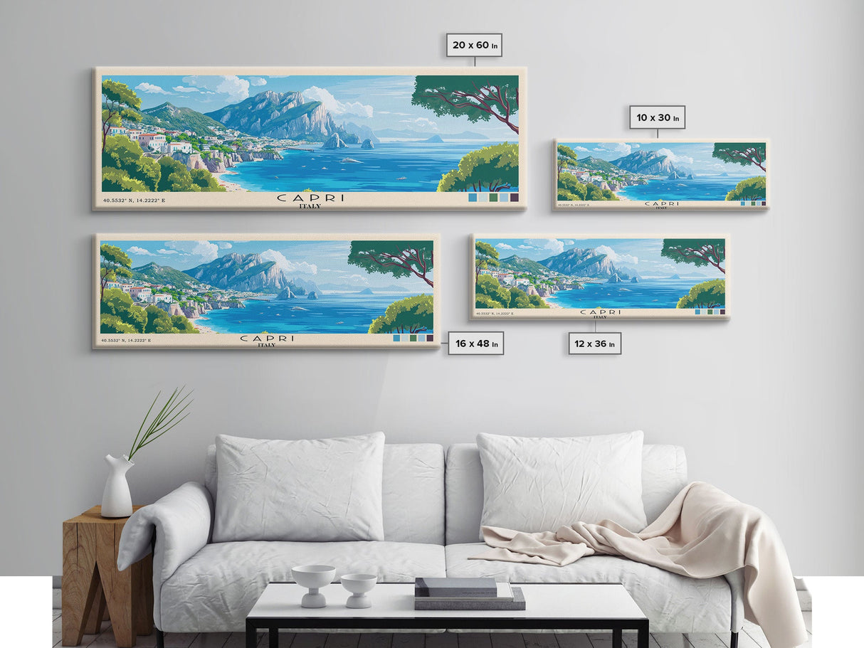 Capri, Italy Panoramic Print, Vacation Gift, Italy Wall Art, Vacation Wall Art, Vacatation Memories, Beach Decor, Beach Or Lakehouse Art