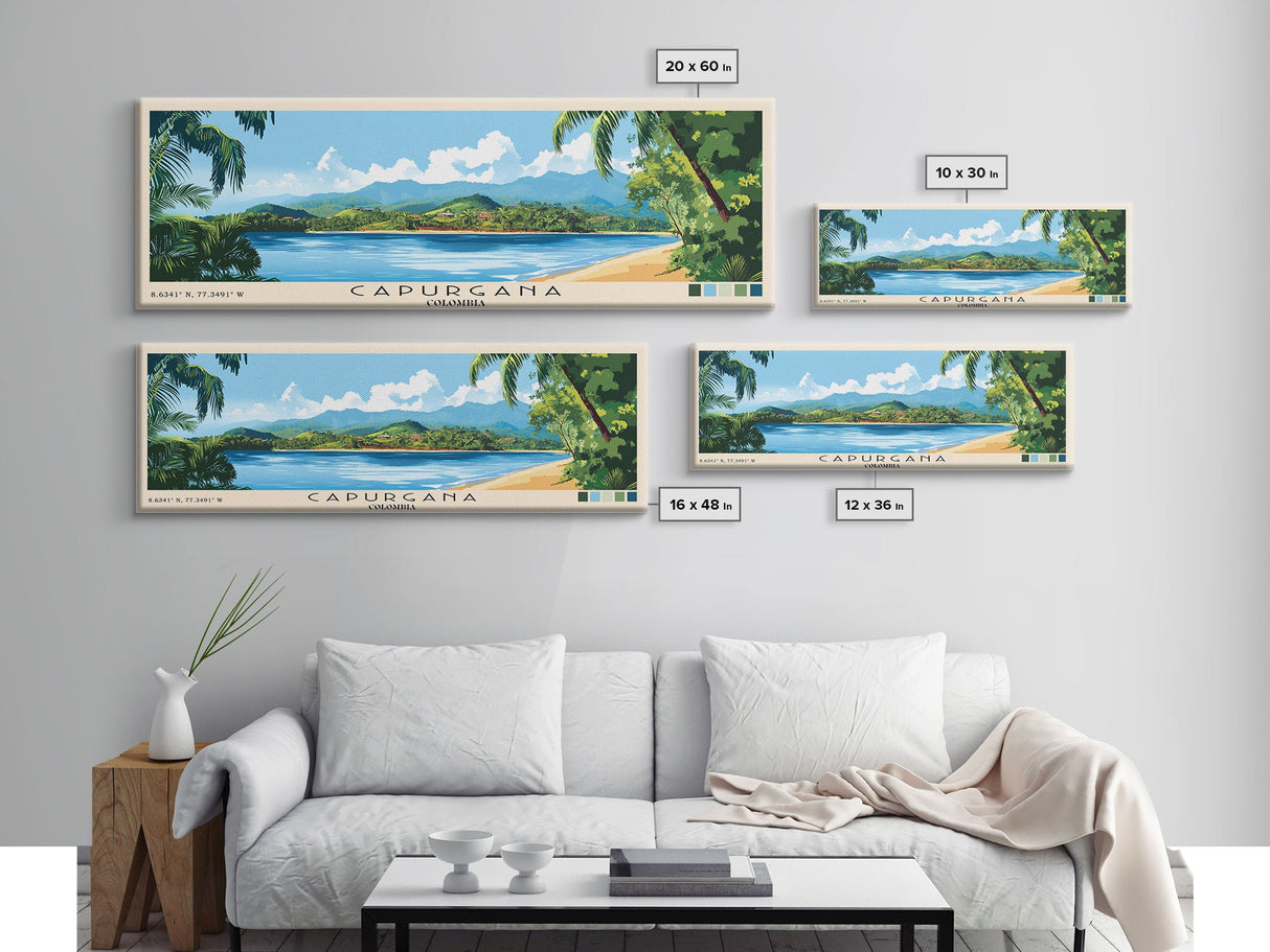 Capurgana, Colombia Panoramic Beach Print, Vacation Gift, Colombia Wall Art, Beach Painting, Beach Decor, Beach Painting
