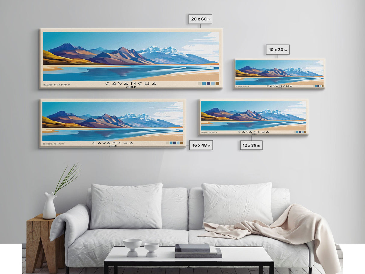 Cavancha, Chile Panoramic Print, Vacation Gift, Chile Wall Art, Beach Painting, Beach Decor, Large Wall Art, Wood Frame Art