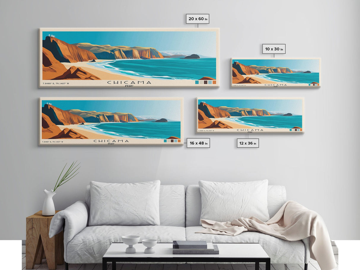 Chicama, Peru Panoramic Print, Vacation Gift, Peru Wall Art, Vacation Wall Art, Vacatation Memories, Beach Decor, Beach Or Lakehouse Art