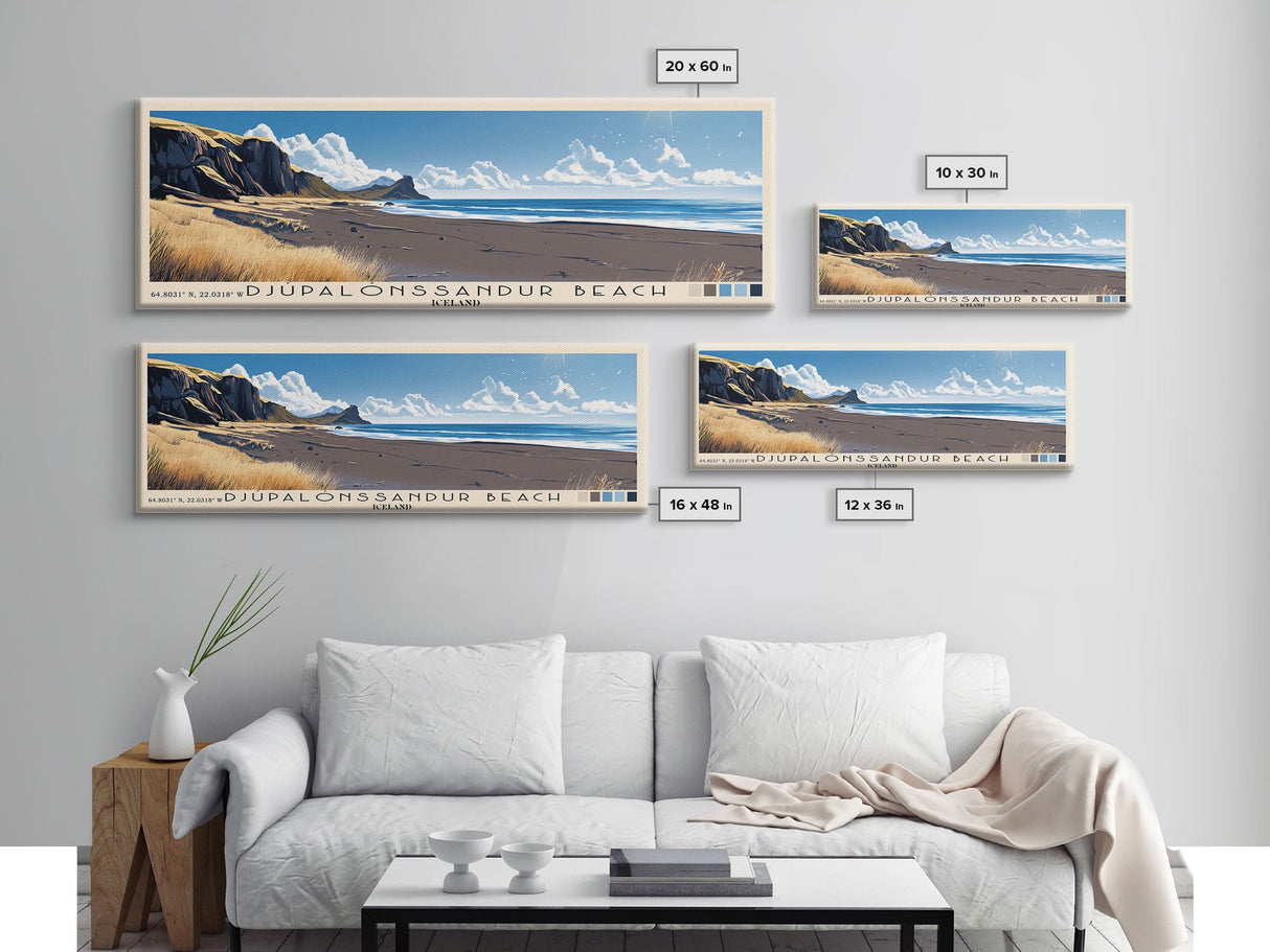 Djúpalónssandur Beach, Iceland Panoramic Print, Vacation Gift, Iceland Wall Art, Vacation Wall Art, Vacatation Memories, Beach Decor, Beach Or Lakehouse Art