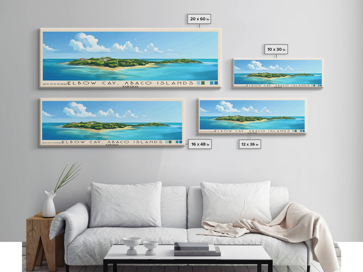 Elbow Cay, Abaco Islands, Bahamas Panoramic Print, Vacation Gift, Bahamas Wall Art, Beach Painting, Beach Decor, Beach Or Lakehouse Art