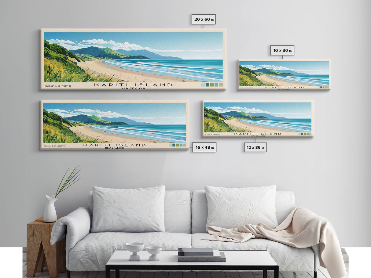 Kapiti Island, New Zealand Panoramic Print, Vacation Gift, New Zealand Wall Art, Vacation Wall Art, Vacatation Memories, Beach Decor, Beach Or Lakehouse Art