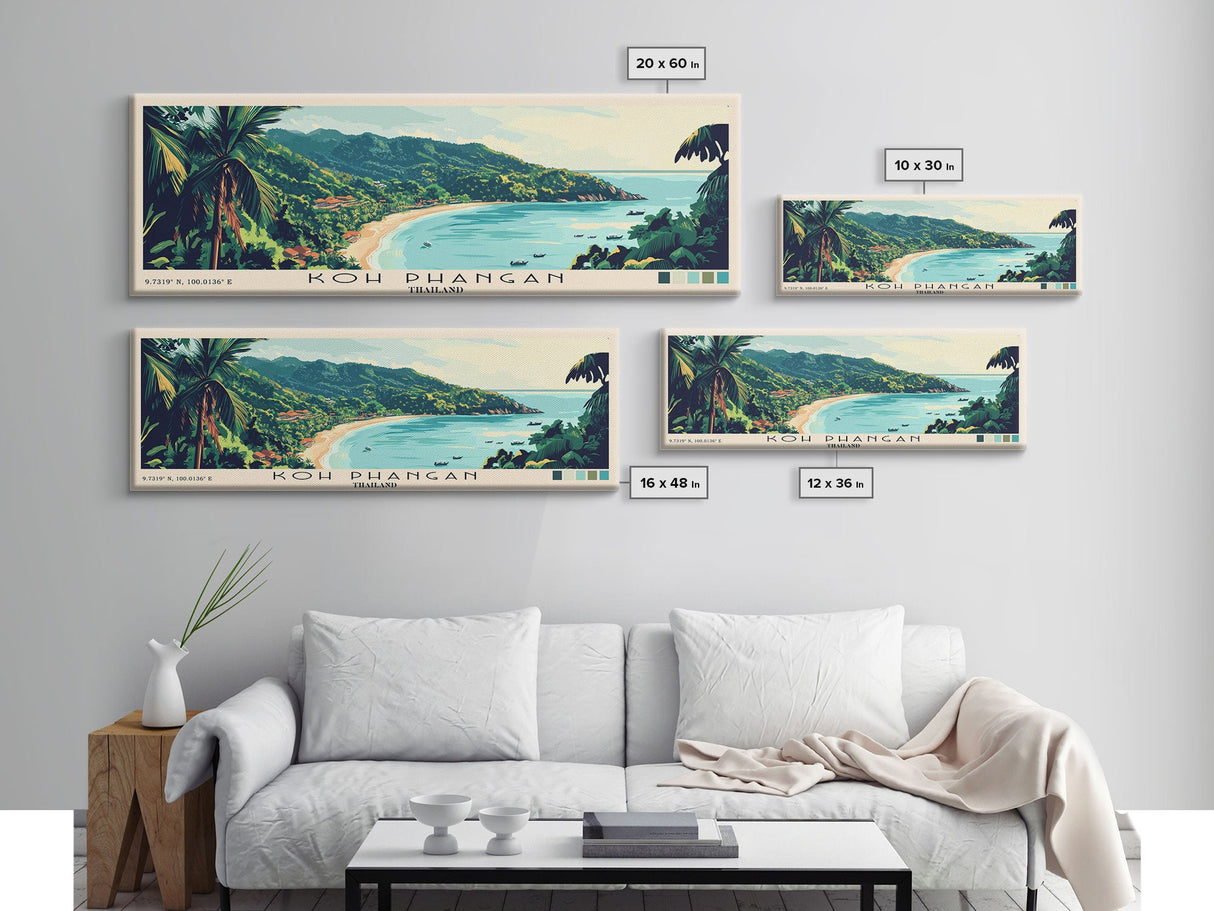 Koh Phangan, Thailand Panoramic Print, Vacation Gift, Thailand Wall Art, Vacation Wall Art, Vacatation Memories, Beach Decor, Beach Or Lakehouse Art