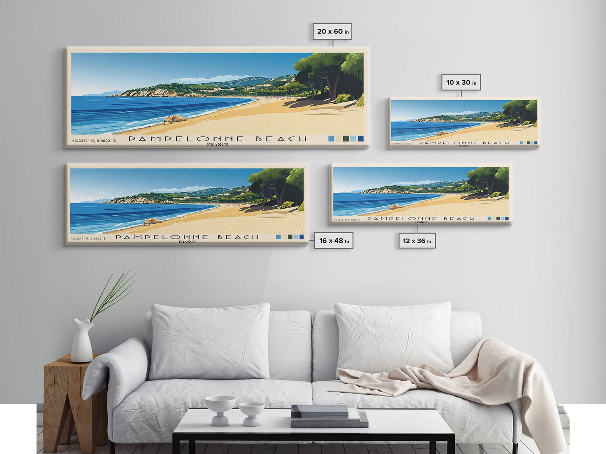 Pampelonne Beach, France Panoramic Print, Vacation Gift, France Wall Art, Beach Painting, Beach Decor, Beach Or Lakehouse Art