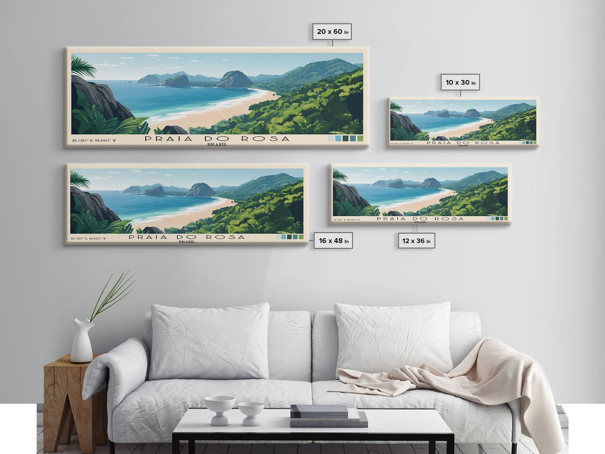 Praia do Rosa, Brazil Panoramic Print, Vacation Gift, Brazil Wall Art, Beach Painting, Beach Decor, Beach Or Lakehouse Art