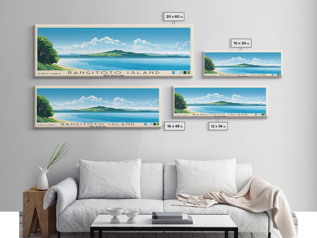 Rangitoto Island, New Zealand Panoramic Print, Vacation Gift, New Zealand Wall Art, Vacation Wall Art, Vacatation Memories, Beach Decor, Beach Or Lakehouse Art