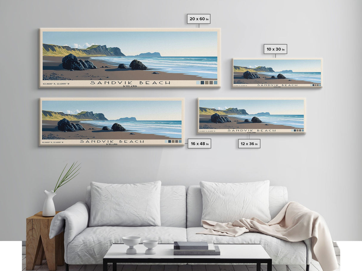Sandvik Beach, Iceland Panoramic Print, Vacation Gift, Iceland Wall Art, Vacation Wall Art, Vacatation Memories, Beach Decor, Beach Or Lakehouse Art
