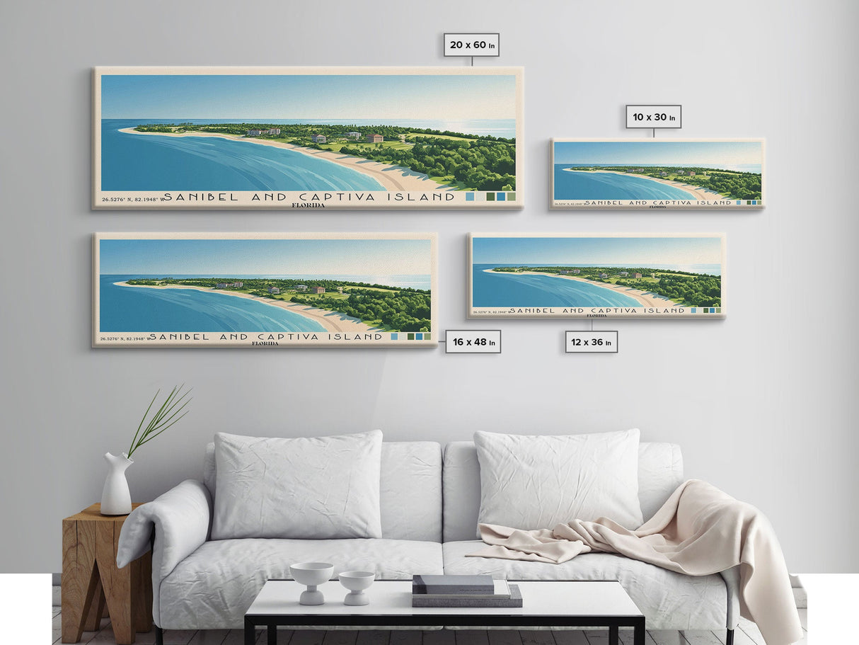 Sanibel and Captiva Island, Florida Panoramic Print, Vacation Gift, Florida Wall Art, Vacation Wall Art, Vacatation Memories, Beach Decor, Beach Or Lakehouse Art