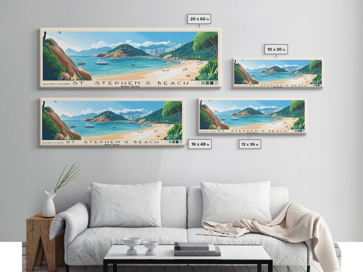 St. Stephen's Beach, Hong Kong Panoramic Print, Vacation Gift, Hong Kong Wall Art, Vacation Wall Art, Vacatation Memories, Beach Decor, Beach Or Lakehouse Art