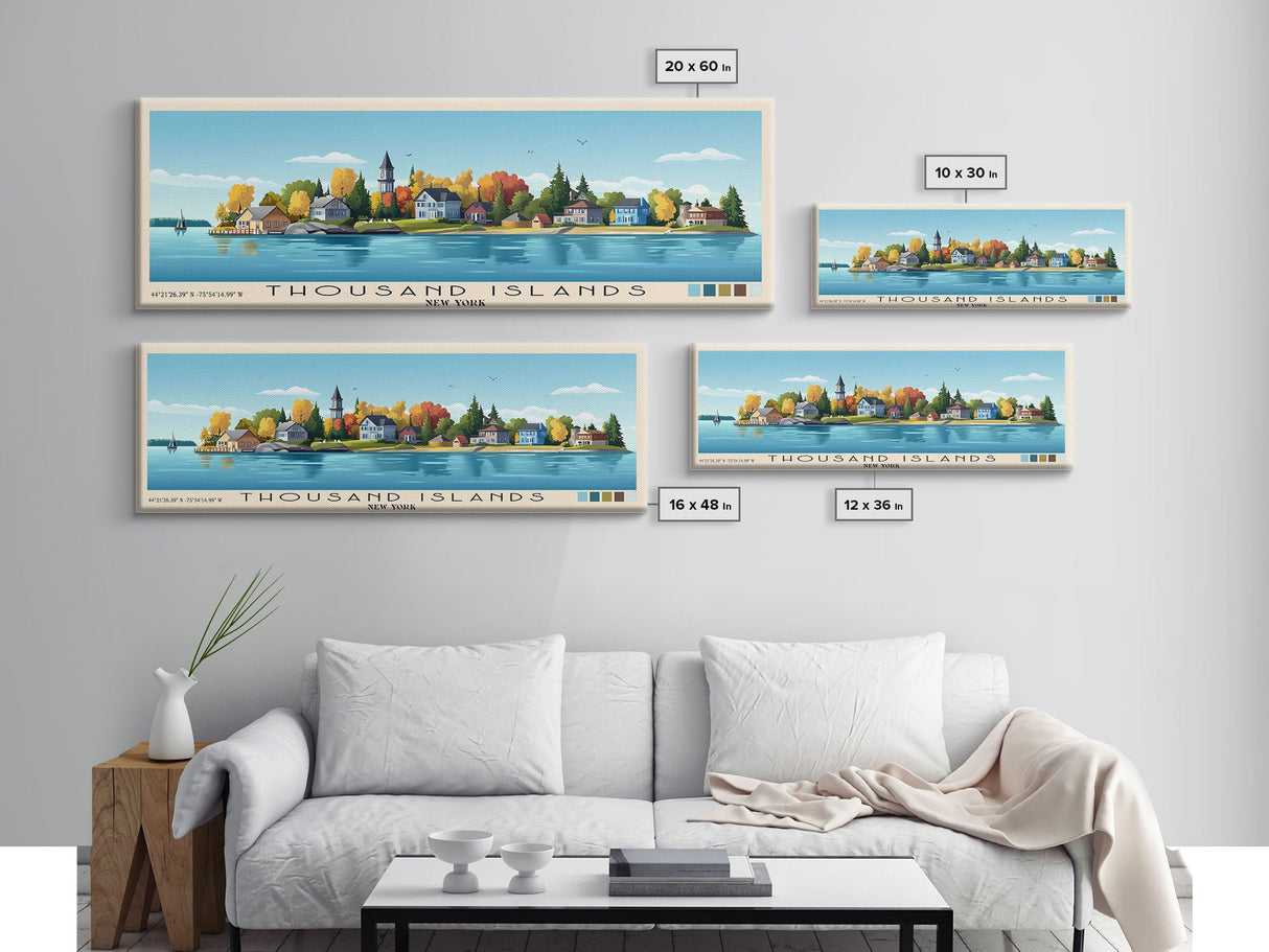 Thousand Islands, New York Panoramic Print, Vacation Gift, New York Wall Art, Vacation Wall Art, Vacatation Memories, Beach Decor, Beach Or Lakehouse Art