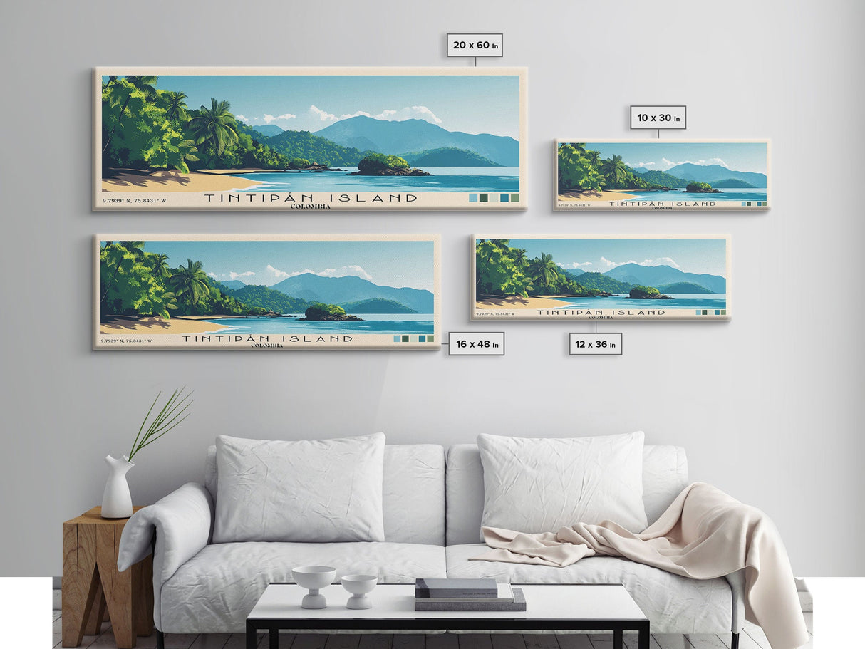 Tintipán Island, Colombia Panoramic Print, Vacation Gift, Colombia Wall Art, Vacation Wall Art, Vacatation Memories, Beach Decor, Beach Or Lakehouse Art