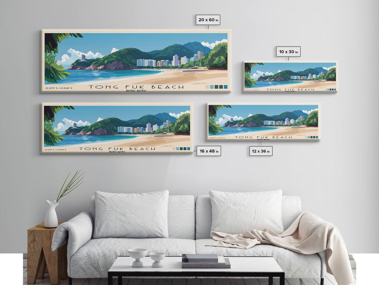 Tong Fuk Beach, Hong Kong Panoramic Print, Vacation Gift, Hong Kong Wall Art, Vacation Wall Art, Vacatation Memories, Beach Decor, Beach Or Lakehouse Art