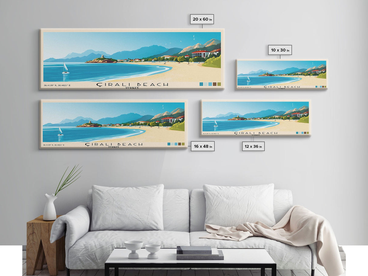 Çıralı Beach, Turkey Panoramic Print, Vacation Gift, Turkey Wall Art, Beach Painting, Beach Decor, Beach Or Lakehouse Art