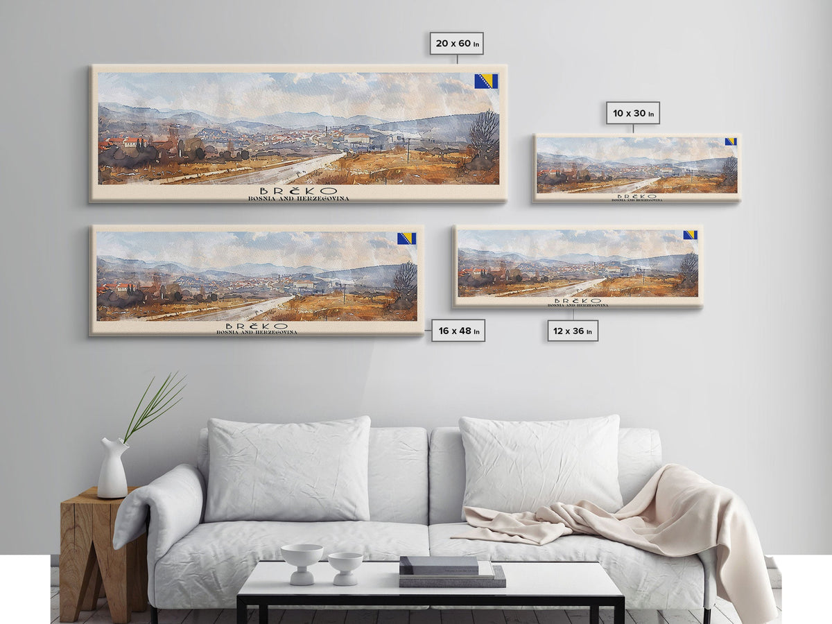 Brčko Bosnia Wall Art, Panoramic Travel Poster, Panoramic Framed Canvas Print, City Wall Art, Wall Hanging Home Decor, Travel Art
