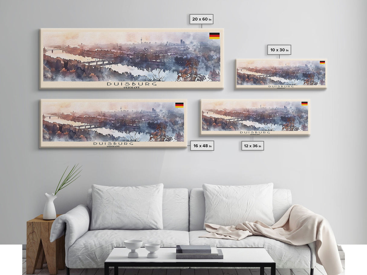 Duisburg Germany Wall Art, Panoramic Travel Poster, Panoramic Framed Canvas Print, City Wall Art, Wall Hanging Home Decor, Travel Art